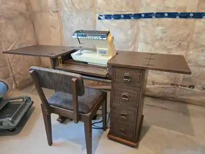 Vintage Sewing Table with Athena Sewing Machine, View more