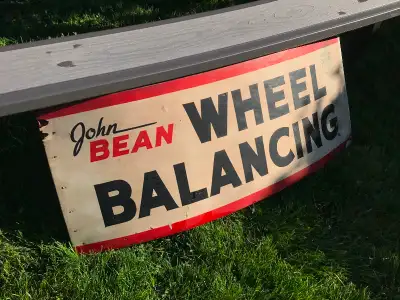 ‘John Bean Wheel Balancing’ Wooden Sign (1950’s)