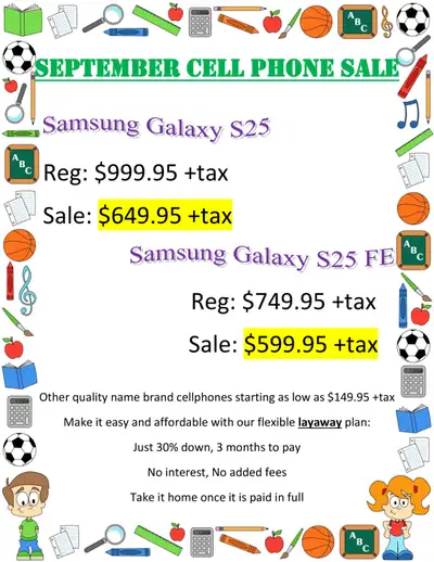 September Samsung Cellphone Sale at First Stop Swap Shop, View more