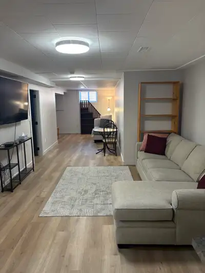 Recently renovated, fully furnished 2-bedroom basement suite available May 1 to mid-August in a quie...