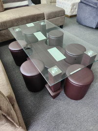 Brand New Mirror Table With 6 Ottomans