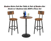 Bistro Pub Table and Bar Stool 3-Piece Set - ALL Brand New $125