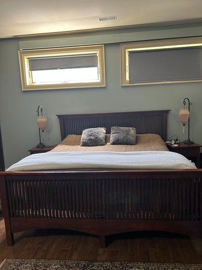 King Bed frame and mattress/bedding-Mission Design, View more