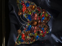 Vintage Huge Multicolor Butterfly Brooch