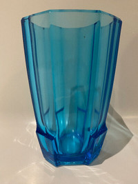 GLASS VASE VERRE TURQUOISE VINTAGE RÉTRO MID CENTURY MCM 60'S