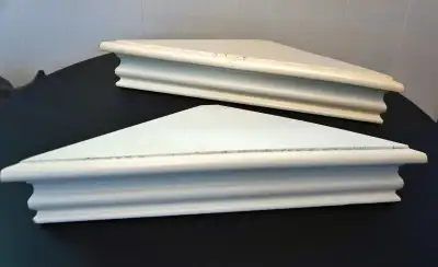 Pair of Wooden Corner Shelves with Moulding, View more