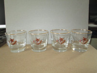 set of 4 old fashioned glasses with fox motif
