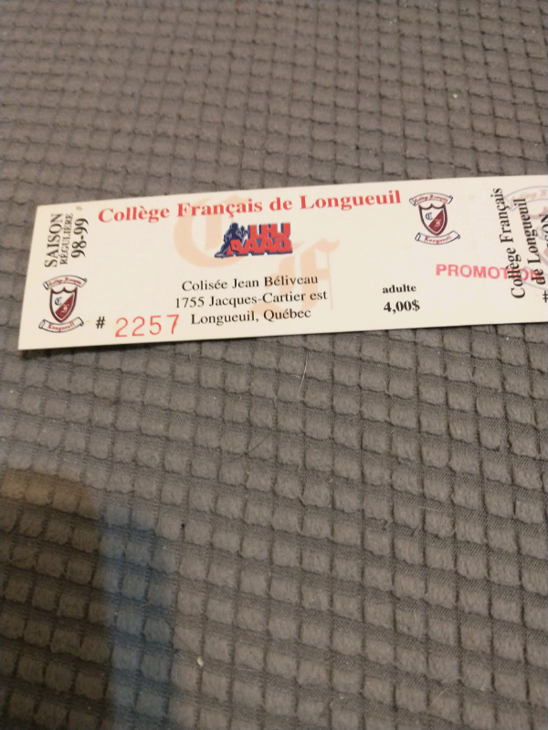 1998-1999 College Francais de Longueuil unused game ticket in Arts & Collectibles in City of Toronto - Image 3