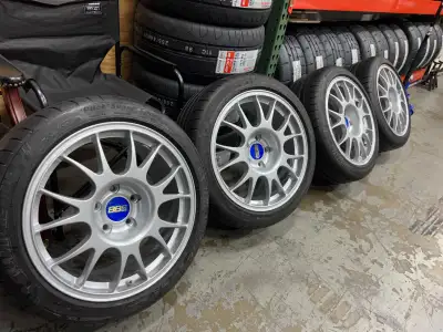 BBS RE848 18x9 5x120 +45 Satin Silver square set wheels with tires BBS RE848 18x9 +45 square set. Re...