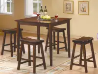 6 Piece Bar Height Apartment Size Solid Wood Pub Dining Set