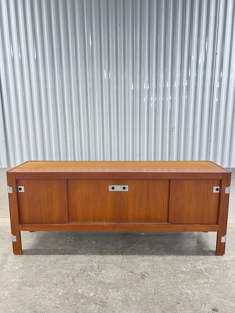 Teak Chrome Sideboard Afra and Tobia Scarpa Style Hutches & Display