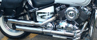 Reduced Yamaha VStar 650 Chrome side cover accents