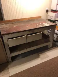 Wooden Work Bench with drawers and shelf