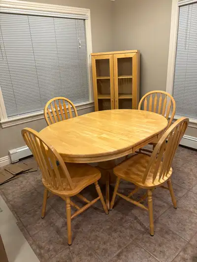 Solid Oak Oval Pedestal Table with 4 Chairs, View more