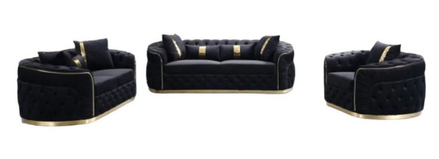 Royal Luxury    Velvet Sofa Set In  Black NewArrival in Couches & Futons in Oshawa / Durham Region - Image 2