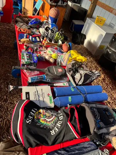 Garage sale electronics, house hold goods, small appliances , ladies clothes, antiques, tires and mo...