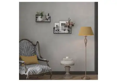 Set of 2 Wire Wall Shelves with Bird Design, View more