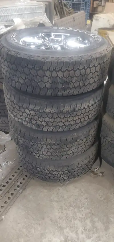 4 tires with chrome rims Ford o.e.m. Off of 2020 Ford F150. Rims are in excellent condition. Tires h...