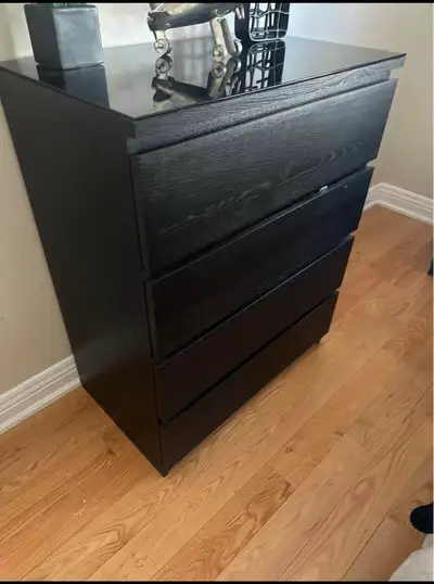 IKEA Malm 4-Drawer Dresser + Matching Mirror and Glass Top, View more