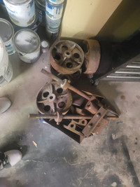 Antique wheels, shafts from Lang and tannery factory