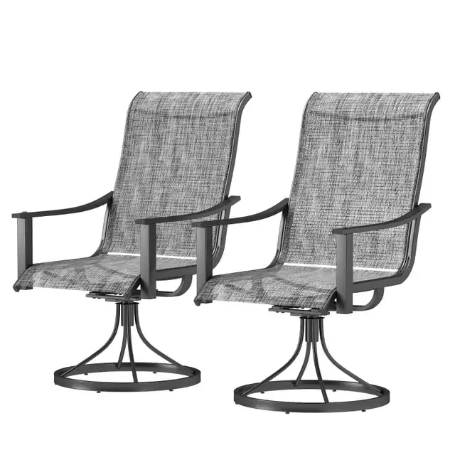 2pc Rocking Swivel Patio Chairs, Mesh Outdoor Swivel Dining in Chairs & Recliners in Markham / York Region - Image 3