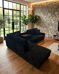 Corduroy Sectional Sofa Black  City of Toronto Toronto (GTA) Preview