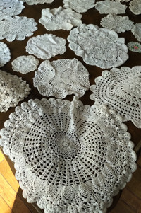 30 Hand-Made Vintage Crocheted Doilies, Brand-New Condition