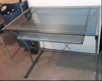 Blue Glass & Metal Computer Desk
