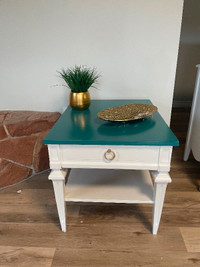 Dark teal/white side table/ small coffee table