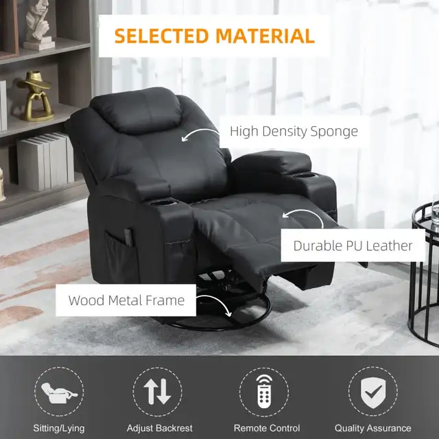 Rocking Massage Recliner Chair, Swivel Nursery Rocker Chair in Chairs & Recliners in Markham / York Region - Image 2