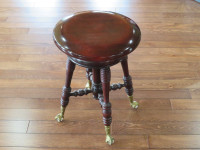 Antique Piano Stool Brass Glass Claw Feet