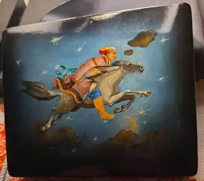 Russian USSR Fedoskino Hand Painted Lacquer Box, View more