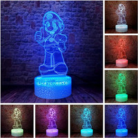 LED Anime Lamp 3D Illusion Kids Bedroom Night Light 16 Colors