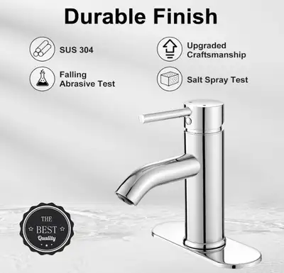 Brand new chrome bathroom faucet for sale. Single hole, single handle basin, stainless steel, plate...