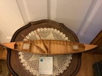 Hand Crafted Wood “Indian Canoe” with 2 Cane Seats & 2 Paddles