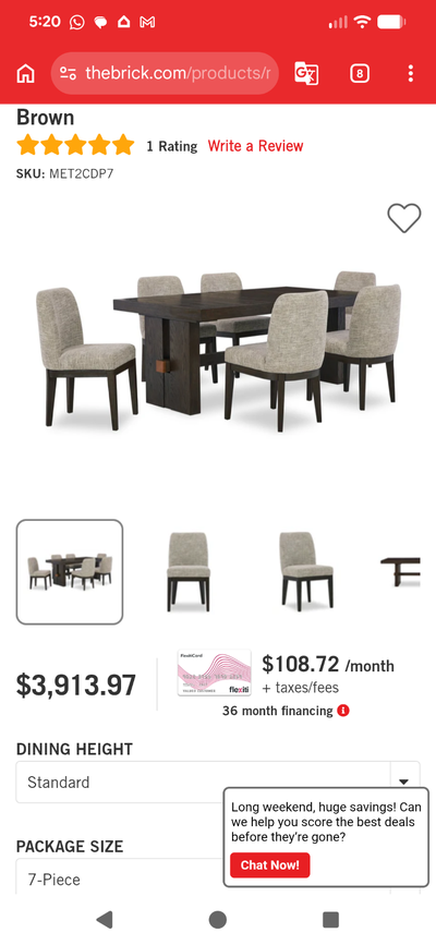 Dinning table and 6 chairs, View more