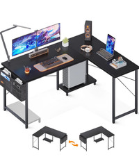 ODK L-Shaped Desk with Storage Bag, 50 Inch Home Office Desk wit