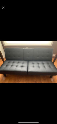 FAUX BLACK LEATHER COUCH DRINK / SNACK CADDY CONVERT INTO FUTON