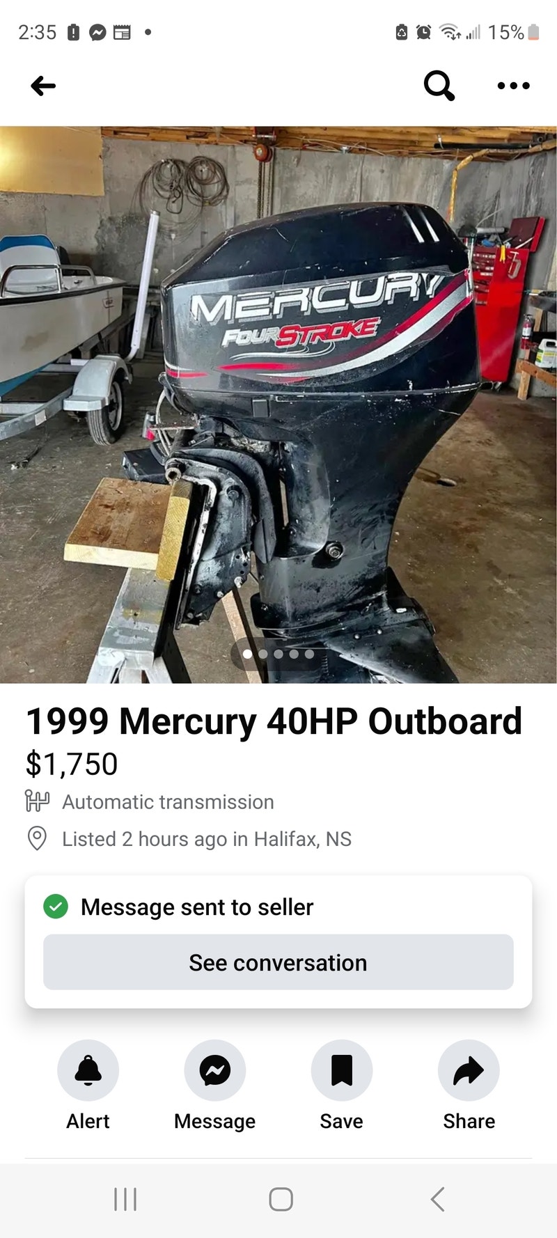 1999 4 stroke mercury 40hp Powerboats & Motorboats Cole Harbour