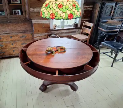 Oak poker table, 1940s, View more