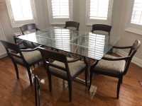 Designer Glass Dining Room Table + Private Art Collection Sale