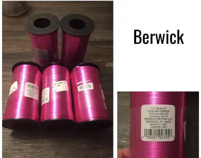 NWT - GIFTWRAP SUPPLIES - 5PCS - PINK BERWICK CURLING RIBBON, View more
