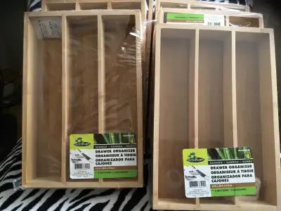 DRAWER ORGANIZERS SIX OF THEM 3 sections (bamboo), View more