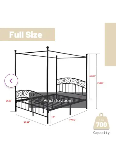 Black Canopy Bed (BNIB), View more