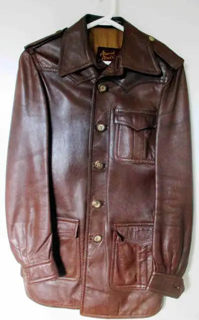 Men’s Vintage Brown Leather Jacket Small, View more