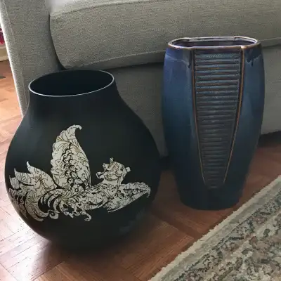 Vintage Ikea PS Jonsberg Large Black Vase + Blue Vase, View more