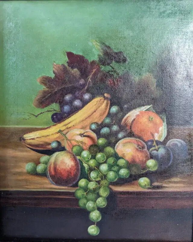 VINTAGE STILL LIFE PAINTING OIL ON CANVAS PAINTING 13" x 15" in Arts & Collectibles in Gatineau - Image 3