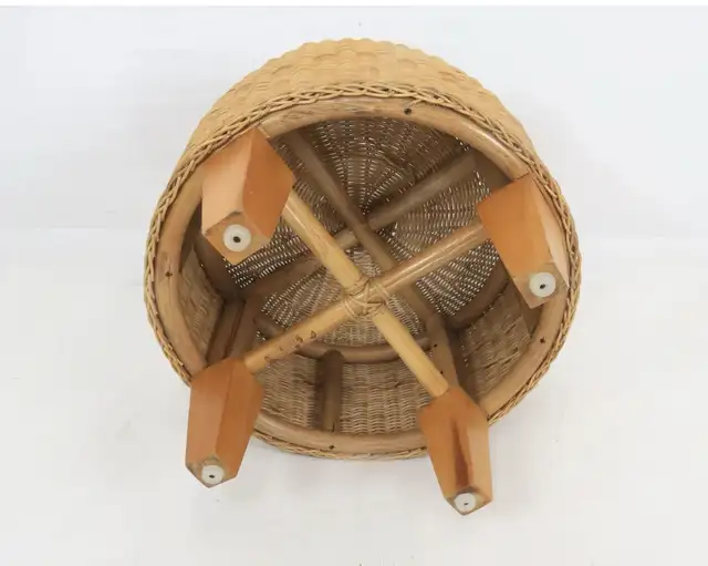 Vintage IKEA wicker round footstool side table ottoman in Other in Trenton - Image 4