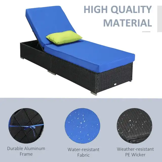 Patio Wicker Lounger, Outdoor PE Rattan Single Chaise Lounge in Patio & Garden Furniture in Markham / York Region - Image 9