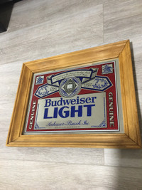 Bar sign Budweiser light mirror